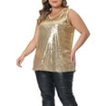 thumbnail image 4 of Agnes Orinda Women's Plus Size Tops Sleeveless Sparkle Shimmer Glitter Sequin V Neck Tank Top 4X Gold, 4 of 6