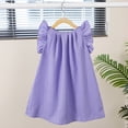thumbnail image 4 of Jinhomg Toddler Girls Summer Dresses Cute Ruffle Hem Midi Dress Loose Fit Comfy Sleeveless Ruched Dresses Baby Kids Cute Playwear Purple 4-5Years, 4 of 7