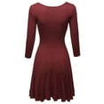 thumbnail image 3 of FashionOutfit Women's Solid Scoop Neck 3/4 Sleeve Mini Dress, 3 of 3