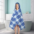 thumbnail image 6 of Blue and White Grid Pattern Hooded Bath Towel，50"x30" for Ages 3 To 12 Kids, Quick Dry Lightweight Soft Microfiber Hood Beach Towel Cover Up for Kids, 6 of 7