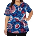 thumbnail image 3 of Iaqnaocc 4th of July Scrub Tops Women Patriotic Plus Size Gradient Stars Nurse Working Uniforms Fashion V Neck Side Slits Scrub Tops Independence Day Short Sleeve Nursing Scrubs Multicolor 5XL, 3 of 5