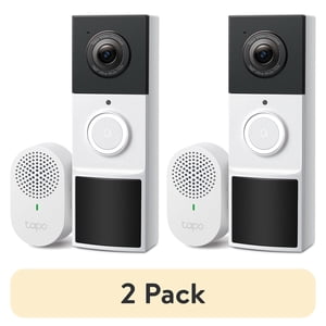 TP-Link Tapo Wire-Free Video Doorbell 2K, Black (2-Pack)