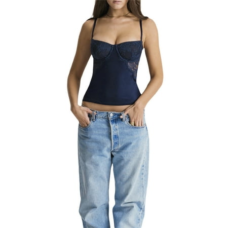 

Peyakidsaa Sexy Crop Tops for Women Vintage Sleeveless Lace Patchwork Tank Cropped Top Bra Camisole