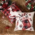 thumbnail image 6 of Christmas Pillow Cover 20 x 20 Inch Buffalo Plaid Christmas Tree Deer Sock Bell Throw Pillow Covers Christmas Decorations Winter Holiday Cushion Case for Sofa Couch Set of 4, 6 of 6