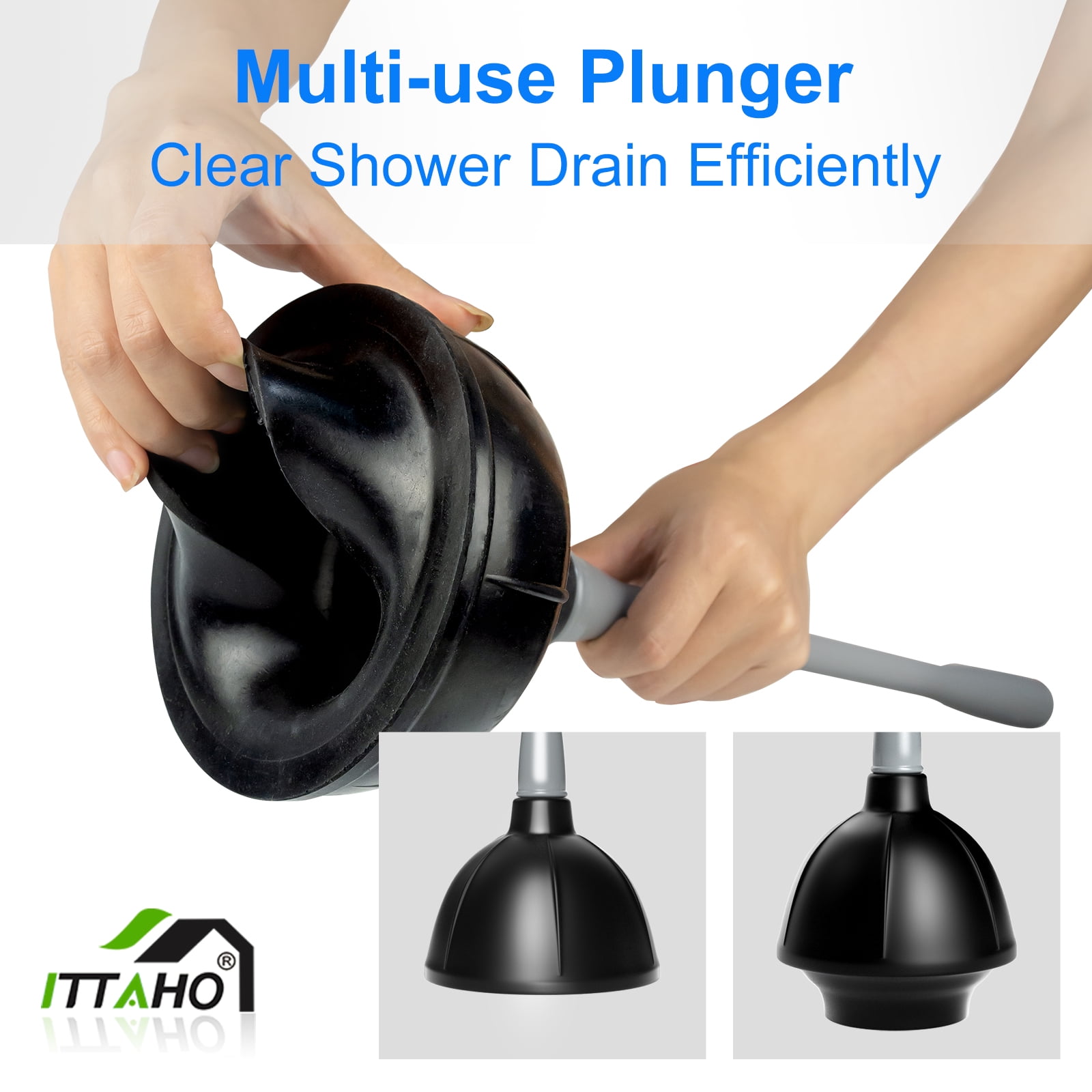 ITTAHO 2-in-1 Toilet Plunger & Toilet Bowl Brush Set, Bathroom Cleaning Tool with Holder