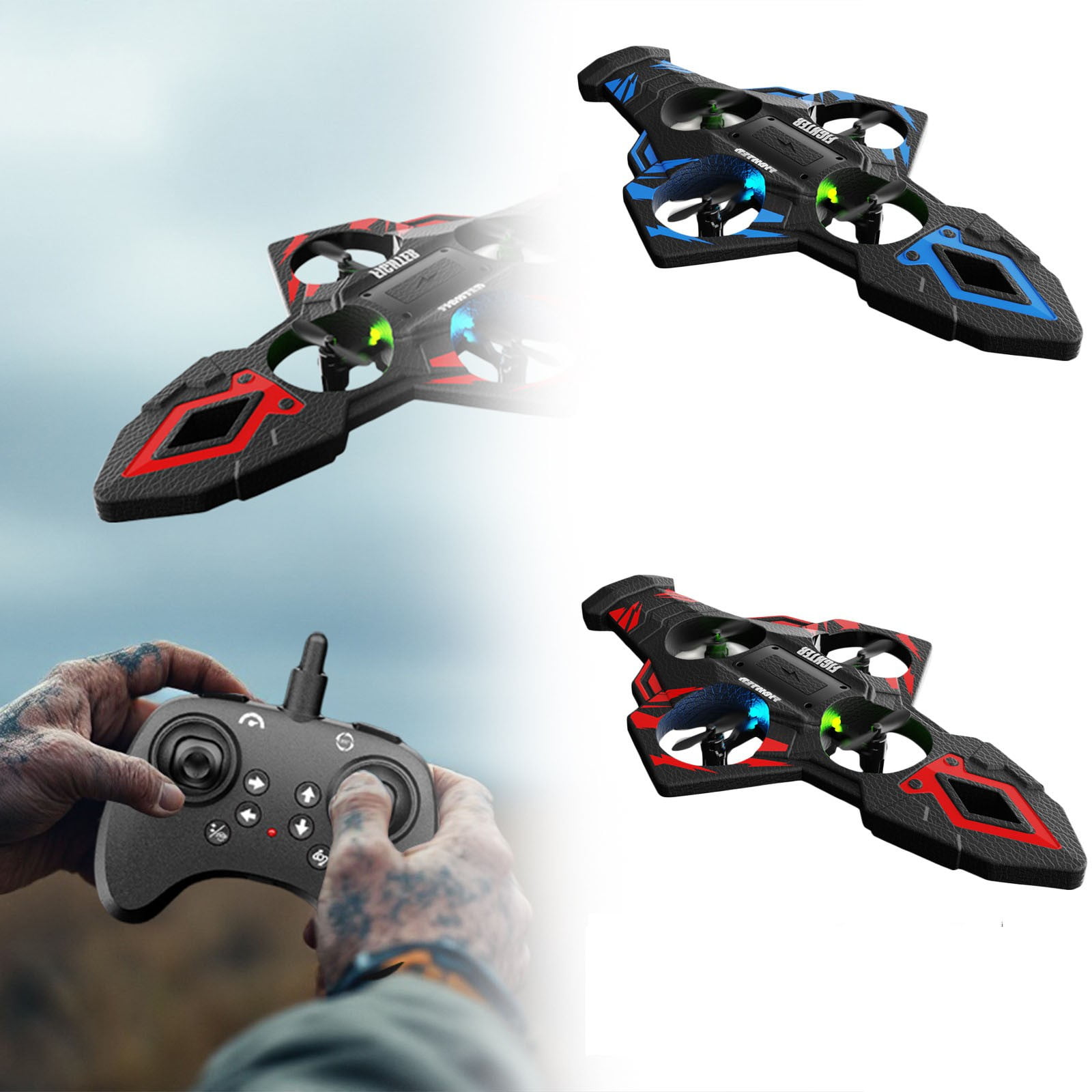 Remote Control Flying Machines for Kids and Adults - Control Handle Watch Toy Indoor Outdoor Flying EVA Material for Children 7 Years and Up