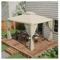 thumbnail image 2 of Gazebo 9.6x11.6 with Mosquito Netting, Vented Roof, Cream White - Outdoor Patio Canopy for Parties, 2 of 9