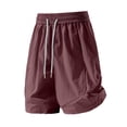 thumbnail image 5 of Women's High Waisted Nylon Dry Shorts with Side Pockets, Elastic Drawstring Waist, Tummy Control Workout Shorts for Women, Quick Dry for Running, Gym, Hiking & Casual | TruHer,Wine 3XL, 5 of 7