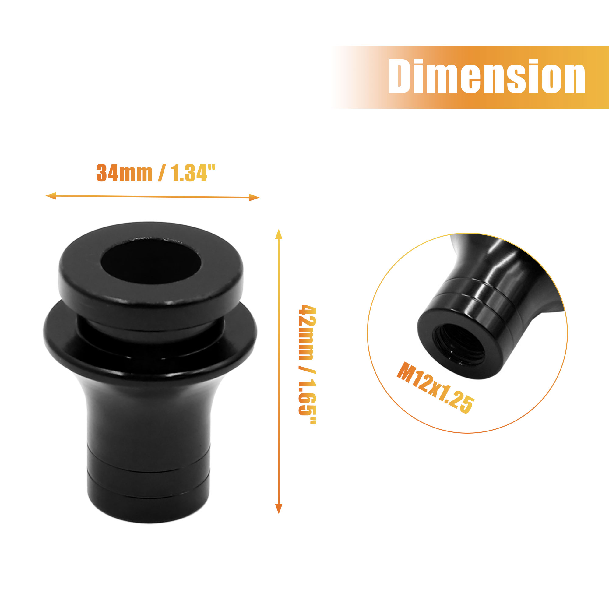 Black Shift Knob Adapter Retainer For Manual Transmission - M12x1.25 Thread