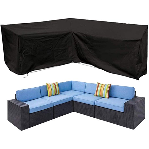 Funda de sofá seccional en forma de V, impermeable para muebles seccionales al aire libre, funda de sofá para exteriores, protector de sofá de jardín en forma de V, 85 pulgadas de largo x 34