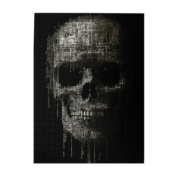 500 pcs 500 Piece Wooden Puzzles Digital Skull,Challenging Brain Exercise,Unique Artwork for Adults,Funny Digital Skull,500 Piece Jigsaw Puzzle for Adults Challenging Puzzle Perfect for Game Night