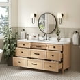 thumbnail image 3 of Ariel Monroe 66 Inch Single Oval Sink Bathroom Vanity With Carrara White Quartz Countertop 1.5 inch Edge In Oak, 3 of 7