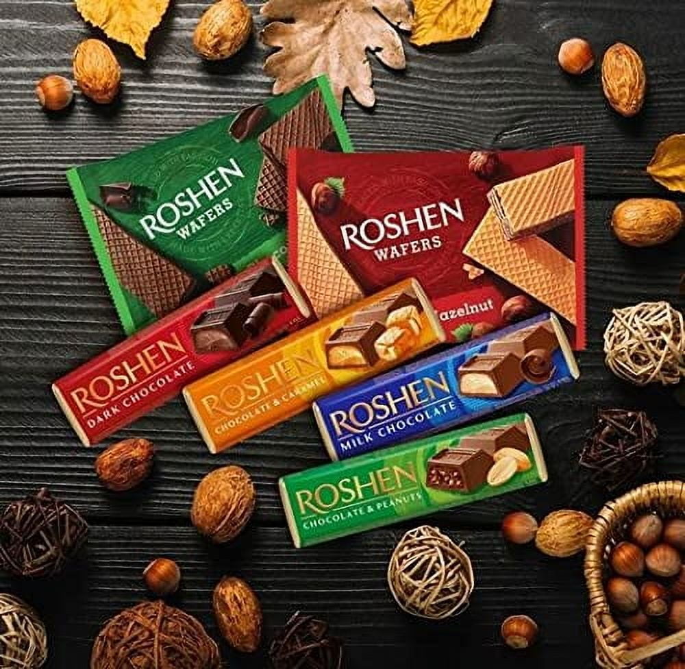 NEW Roshen Sweet Mix Chocolate Bar with Fondant Filling Pack of 15 (40 to 43 grams)each,  5 of each Flavor
