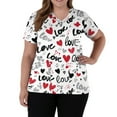 thumbnail image 5 of Stichou Valentines Scrub Tops for Women Plus Size Love Heart Graphic Happy Short Sleeve Nurse Uniforms Soft V-Neck Casual T Shirts with Pockets Pink S, 5 of 5