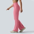 thumbnail image 6 of Women Straight Leggings Bottoms Wide Leg Pants High Waist Stretchy Comfy No Front Seam Yoga Workout Gym Pants (Hot Pink,M), 6 of 6