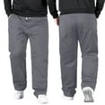 thumbnail image 2 of Mens Plus Size Cotton Pants Straight Leg Solid Color Stretchy Trousers Drawstring Elastic Waist Casual Pant, 2 of 4