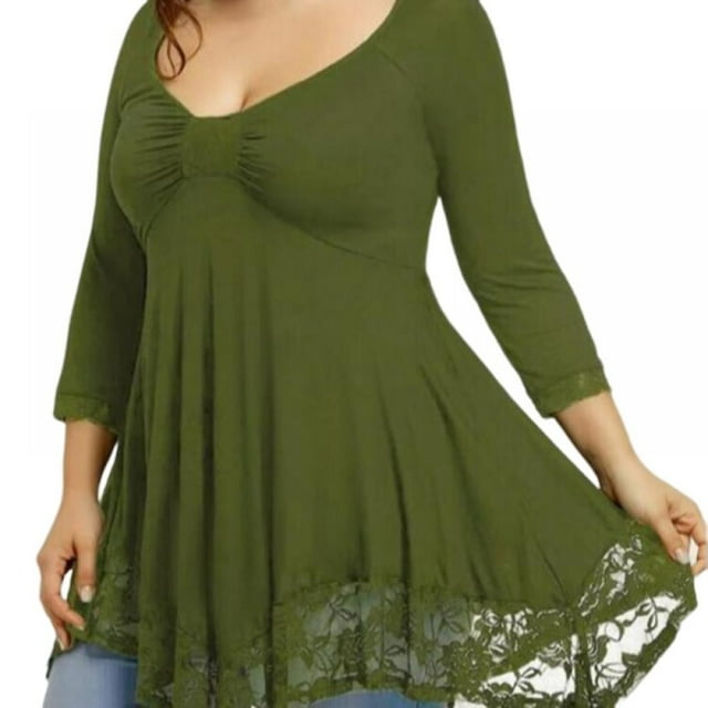 Womens Plus Size Tunic Tops for Leggings Fall Casual Long Sleeve T-Shirt Swing Loose Fit Blouse Shirts
