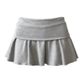 thumbnail image 5 of Aihuaihua Fold Over Shorts Skirt Low Waist Pleated Skirts Strechy Elastic Waisted Cute Shorts for Women Girl Y2k Grey S, 5 of 7