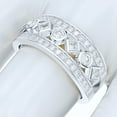 thumbnail image 5 of 8mm Wide Solid Sterling Silver Paved Split Shank Simulated Round and Princess Diamonds Bezel Set Ring Wedding Band (12.5), 5 of 6