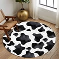 thumbnail image 2 of Round Rugs 6 Ft, Cow Printed Non Slip Area Rugs for Kitchen Bedroom Entryway, Farmhouse Black White Animals Textured Washable Carpet Runner Rug Floor Mats for Bedroom Home Decor, 2 of 8