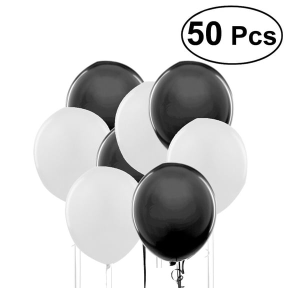 Himition 50pcs White and Black Latex Pearl Luster Balloon for Wedding Party Decoration