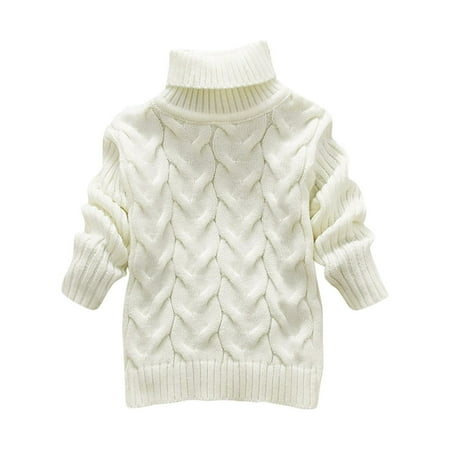 

XIMIN Children s Thick Sweater Toddler Boys Girls Children s Winter Sweater Solid Color Turtleneck Knitted Top Stretch Shirt for Babys Clothes