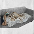 thumbnail image 6 of Fleur De Lis Soft Flannel Fleece Throw Blanket, Antique Heraldry Vintage Floral Swirls Traditional Old Fashion, Cozy Plush for Indoor and Outdoor Use, 50" x 70", Brown White, by Ambesonne, 6 of 6