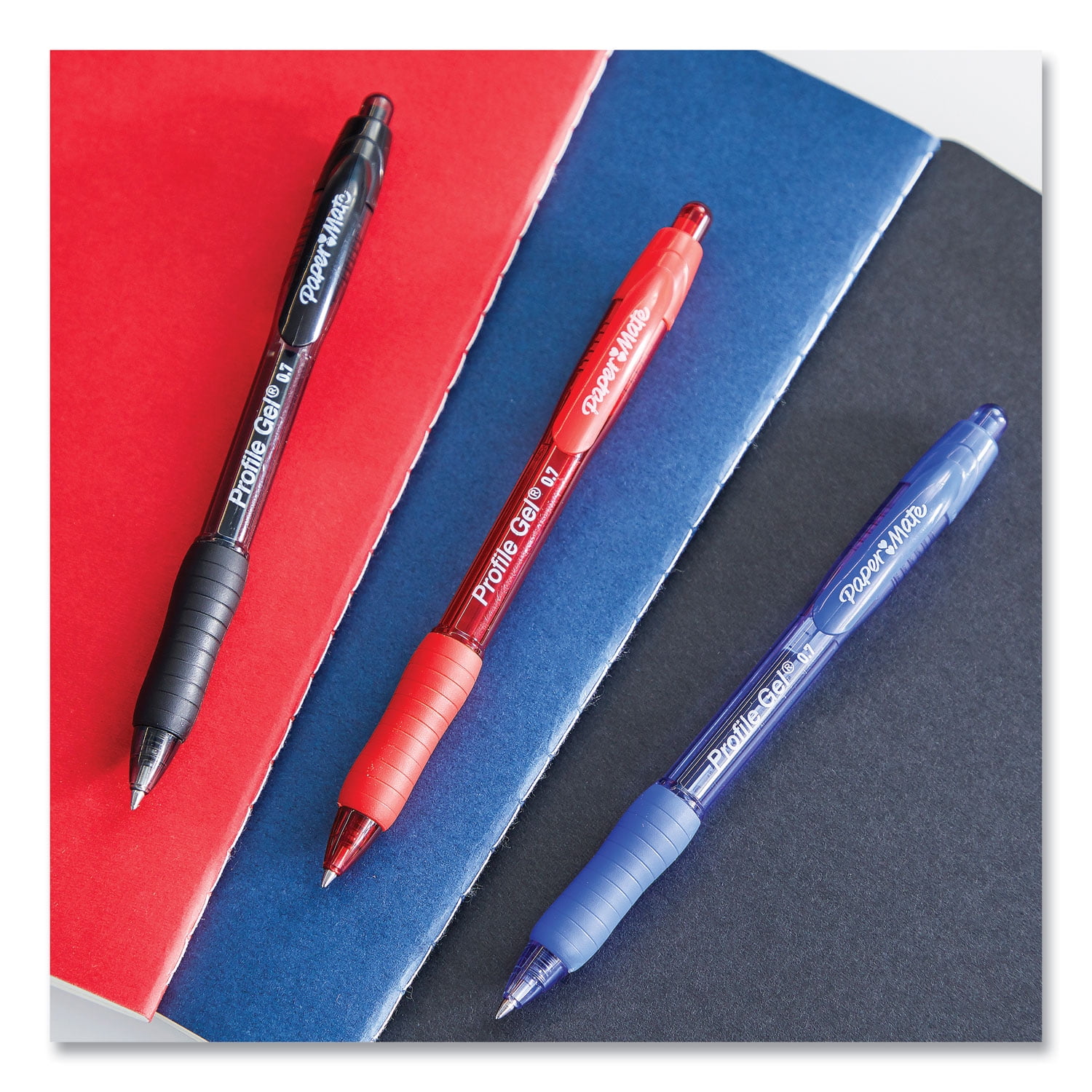 Paper Mate® Profile jel Retractable Pens, Fine Point, 0.5 mm, Blue Barrel, Blue , Pack Of 12 Pens