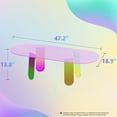 thumbnail image 3 of Acrylic Coffee Table Set of 2, 17.7" and 47.2" Extra Long Iridescent Table with PVC Mat, Coffee Table for Living Room, Oval Modern Lucite End Table, 3 of 14