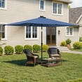 thumbnail image 2 of Uforic 6.5' x 10' Patio Umbrellas with 26 LED Lights, Outdoor Portable Shade Market Table Umbrella with Push Button Tilt & Adjust Crank, UV Resistant, Navy Blue, 2 of 9