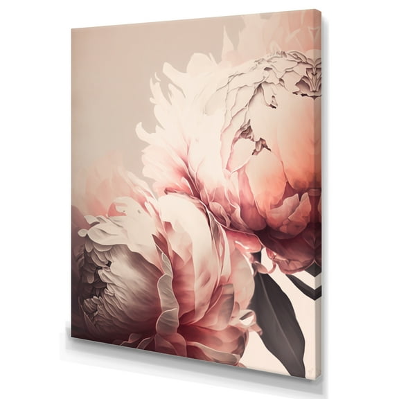 Designart Pink Peony Flower I Canvas Wall Art