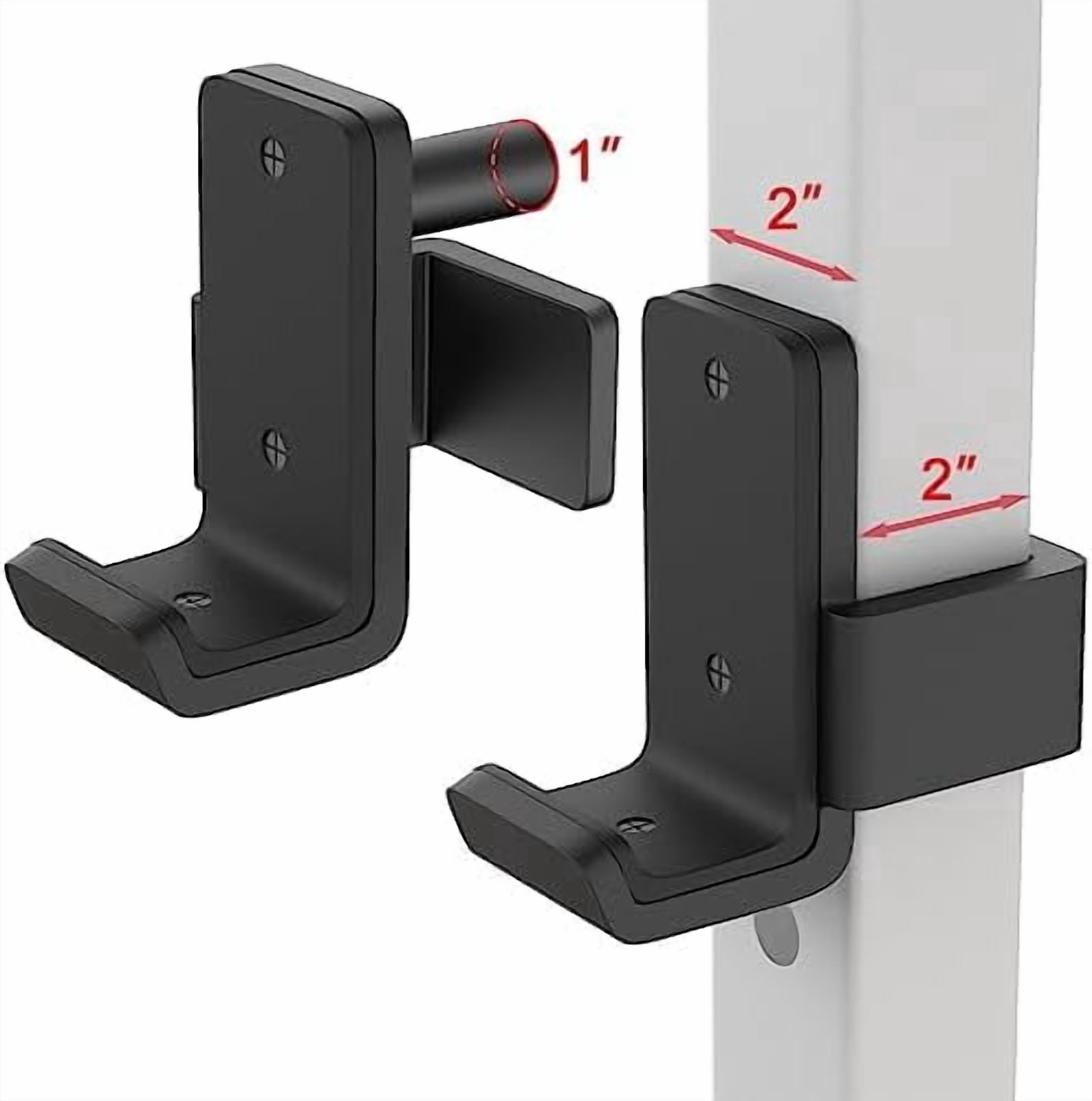 Voylla Solid Steel J Hooks for 2" x 2" or 3" x 3" Tube Power Cage with 1" 1/2" or 5/8" Hole Squat Rack Attachment, J-Hook Barbell Holder for Power Rack, Set of 2
