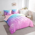 thumbnail image 2 of jejeloiu Rainbow Star Pattern 7-Piece Twin Bedding Sets Kids,Abstract Galaxy Bedding Comforter Set For Girls,Reversible, 2 of 7