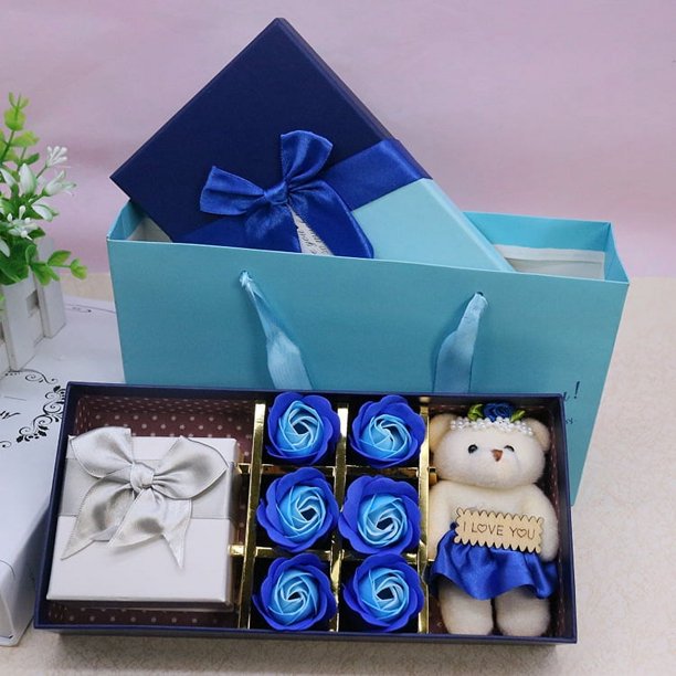 Caja de regalo con forma de flor de jabón con forma de corazón de melocotón y ventana, caja creativa para primera joyería, regalo de cumpleaños para el día de San Valentín