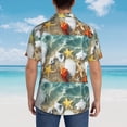 thumbnail image 4 of Gaeub Seashell On The Beach Print Men's Hawaiian Shirt,Button Down Short Sleeves Shirts,Tropical Beach Casual Button Down Shirts,3X-Large, 4 of 7