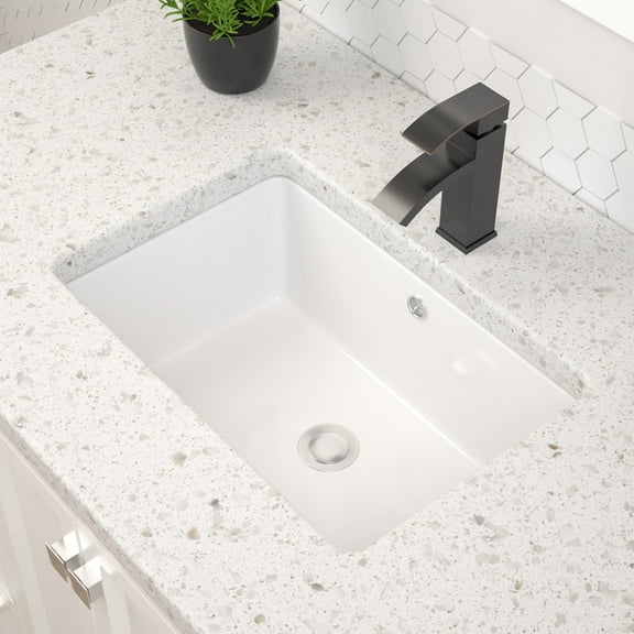 Dcolora 18" Rectangular Bathroom Vessel Sink – Undermount Design, Pure White with Overflow