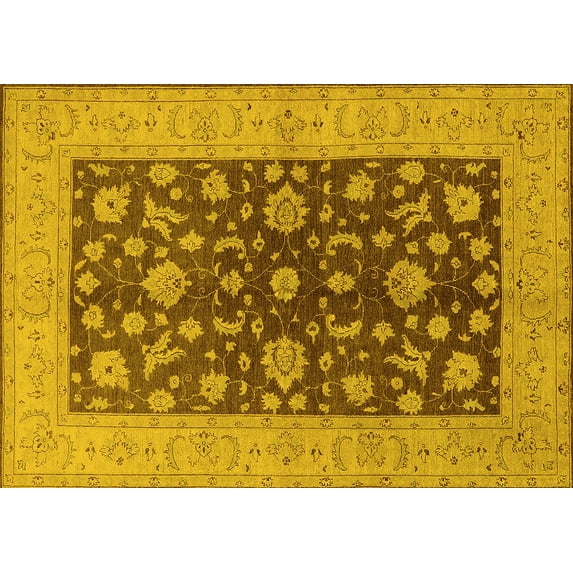 Ahgly Company Machine Washable Indoor Rectangle Oriental Yellow Industrial Area Rugs, 8' x 10'