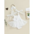 thumbnail image 3 of Bagilaanoe Newborn Baby Girl Rompers Dress Sleeveless Bodysuit + Headband 3M 6M 12M 18M Infant Tulle Patchwork A-line Dresses, 3 of 9