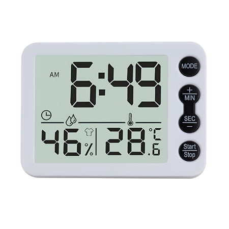 DESIGNICE 2026 New Small Mini Digital Clock Temperature ℃ Alarm Travel Lcd Led Battery White Small Digital Clock for Home, Office, Travel, Bedroom, Desk, Dorm, Portable.