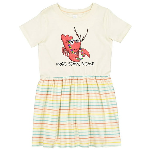 Inktastic More Beads, Please Cute Mardi Gras Crawfish Girls Toddler Dress