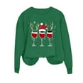 thumbnail image 5 of Ounisa Women Christmas Fleece Sweaters Long Sleeve Crewneck Blouse Pullover Red Wine Glass Graphic Sweatshirts Holiday Graphic Shirts, 5 of 6