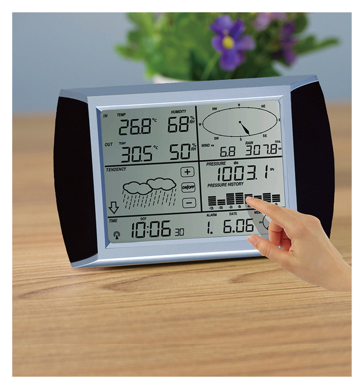 Touch Screen Home Weather Station Small Mini Weather Forecast Machine Anemometer Rain Gauge ,Easy to Operate