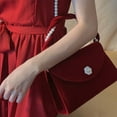 thumbnail image 2 of Vintage Red Velvet Women Shoulder Bag Pearl Chain Ladies Tote Underarm Bags Elegant Female Clutch Purse Handbags Christmas Gift, 2 of 6