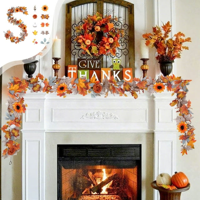 Cameland Harvests Festival Halloween Rattan Decoration Simulation Artificial Flowers Fake Maple Leaves Roses Vines