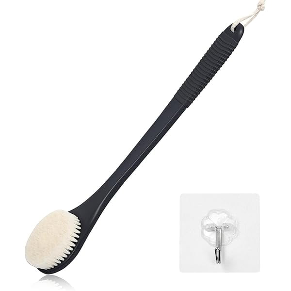 wonima11 17-Inch Back Scrubber for Shower, Anti-Slip Exfoliating Body Brush for Bath, Gentle Back Brush for Shower for Men, and Women, Cleaning Skin for Smooth, Glowing Skin (Black)