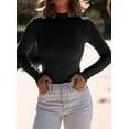 thumbnail image 4 of PRETTYGARDEN Women's Turtleneck Long Sleeve Shirts Fall Basic Thermal Underwear Tops Ribbed Fitted Layering Knit Top, 4 of 10