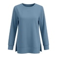 thumbnail image 5 of Visaly Crew Neck Side Split Sweatshirt for Women Long Sleeve Pullover Shirts Casual Loose Side Slits Tunic Top Fall Sweatshirts Workout Tops Running Sweatshirt Gym T-Shirt Blue M, 5 of 5