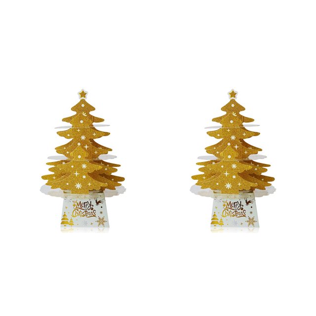 facefd 1/2/3 Tabletop Christmas Tree Light Artificial Xmas Decortaion Lighting Batter Operated Glow Gift Dining Table Home Ornament Set Gold 2PCS