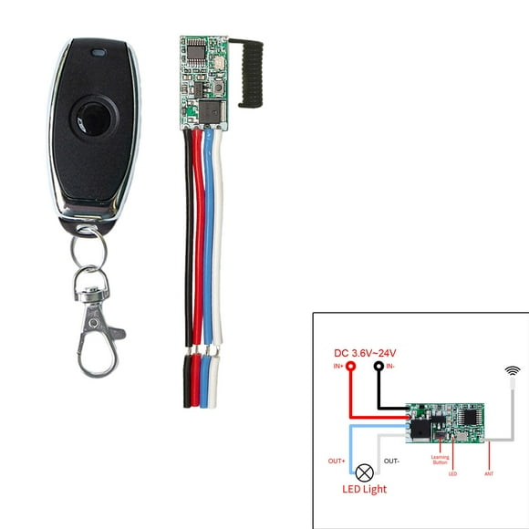 Control remoto inalámbrico perfecl 433 MHz Mini receptor para micro puerta 1 botón negro