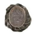 thumbnail image 4 of LYRICAL HAIR Toupee for Men French Lace Hairpiece Indian Human Hair System Replacement Lace with PU Mens Toupee Human Hair Black Brown Blonde Gray Hair #250 Darkest Brown with 50% Gray-100% Density, 4 of 6